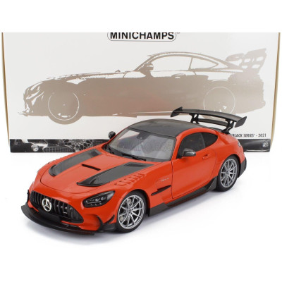 MINICHAMPS MERCEDES BENZ AMG GT V8 BLACK SERIES 2021 - ORANGE BLACK 1/18