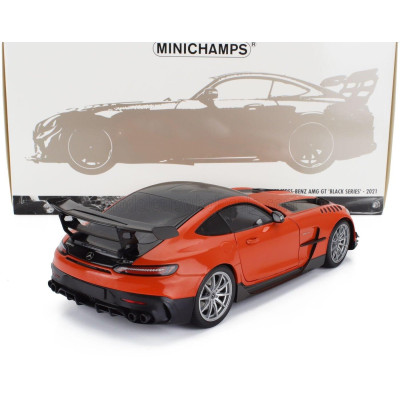 MINICHAMPS MERCEDES BENZ AMG GT V8 BLACK SERIES 2021 - ORANGE BLACK 1/18