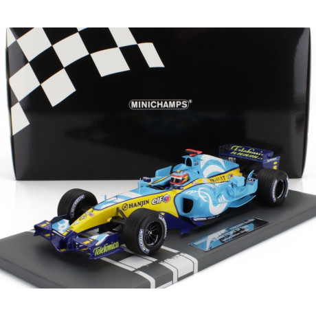 MINICHAMPS RENAULT F1  R25 TEAM RENAULT N 1 WORLD CHAMPION WINNER FRENCH GP 2005 FERNANDO ALONSO - LIGHT BLUE YELLOW 1/18