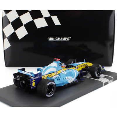 MINICHAMPS RENAULT F1  R25 TEAM RENAULT N 1 WORLD CHAMPION WINNER FRENCH GP 2005 FERNANDO ALONSO - LIGHT BLUE YELLOW 1/18