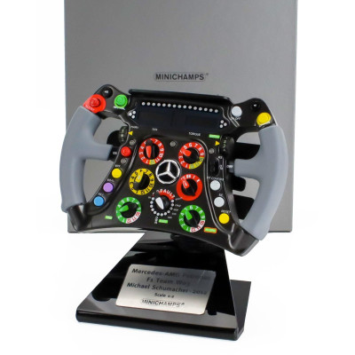 MINICHAMPS ACCESSORIES STEERING WHEEL - VOLANTE F1  MERCEDES GP MGPW03 PETRONAS SEASON 2012 MICHAEL SCHUMACHER - BLACK SILVER 1/