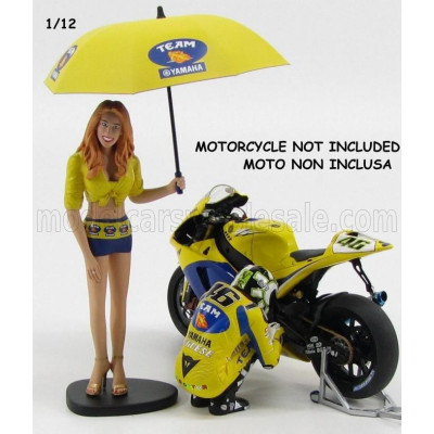 MINICHAMPS FIGURES PILOTA VALENTINO ROSSI E OMBRELLINA MOTOGP 2006 - YELLOW BLACK 1/12