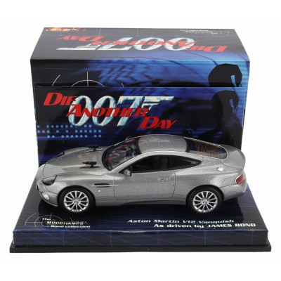 MINICHAMPS ASTON MARTIN V12 VANQUISH 2001- DIE ANOTHER DAY - LA MORTE PUO' ATTENDERE - GREY MET 1/43