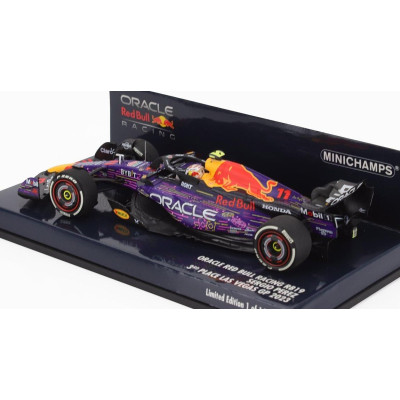 MINICHAMPS RED BULL F1  RB19 TEAM ORACLE RED BULL RACING N 11 3rd LAS VEGAS USA GP 2023 SERGIO PEREZ - PURPLE YELLOW RED 1/43