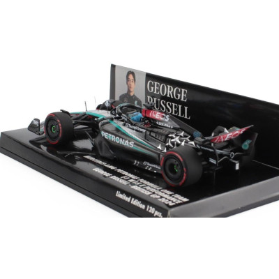 MINICHAMPS MERCEDES GP F1  W15 EQ PERFORMANCE TEAM AMG PETRONAS MOTORSPORT N 63 BRITISH GP 2024 GEORGE RUSSELL - BLACK SILVER GR
