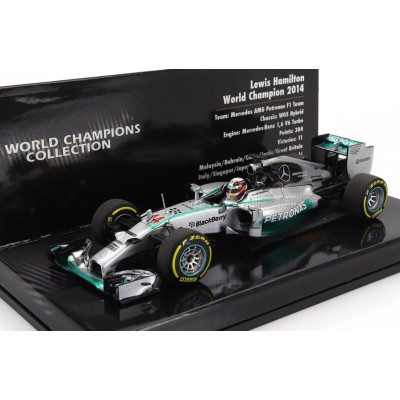 MINICHAMPS MERCEDES GP F1  MGPW05 HYBRID TEAM AMG PETRONAS N 44 WORLD CHAMPION SEASON 2014 LEWIS HAMILTON - SILVER GREEN 1/43