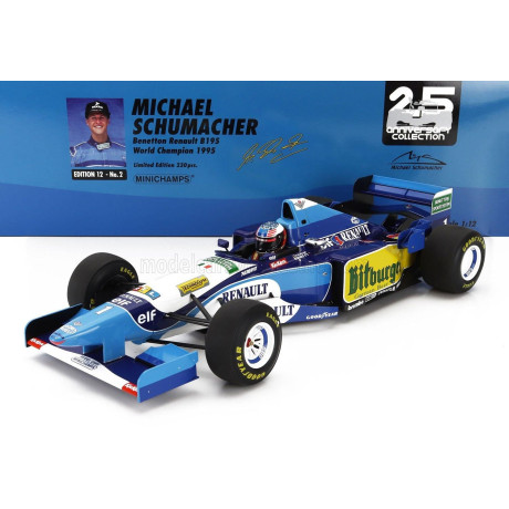 MINICHAMPS BENETTON F1 B195 TEAM MILD SEVEN RENAULT N 1 WORLD CHAMPION SEASON 1995 MICHAEL SCHUMACHER - BLUE YELLOW 1/12