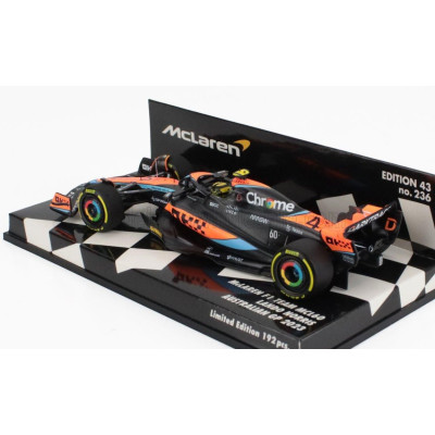 MINICHAMPS McLAREN F1  MCL60 TEAM McLAREN N 4 AUSTRALIAN GP 2023 LANDO NORRIS - ORANGE BLACK BLUE 1/43