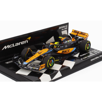 MINICHAMPS McLAREN F1  MCL60 TEAM McLAREN N 4 2nd HUNGARIAN GP 2023 LANDO NORRIS - WHITE ORANGE BLACK 1/43
