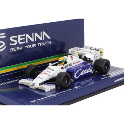MINICHAMPS TOLEMAN F1  TG184 HART TURBO N 19 2nd MONACO GP DIRTY VERSION 1984 AYRTON SENNA - WHITE BLUE 1/43