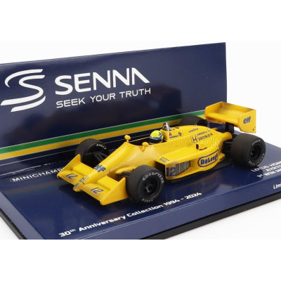 MINICHAMPS LOTUS F1  HONDA 99T N 12 WINNER MONACO GP DIRTY VERSION 1987 AYRTON SENNA - FIRST VICTORY F1 MONACO GP - YELLOW 1/43