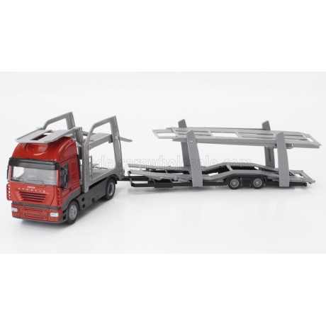 NEWRAY IVECO FIAT STRALIS 540 TRUCK CAR TRANSPORTER 2009 - RED GREY 1/43