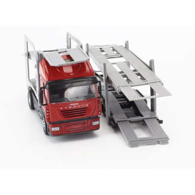 NEWRAY IVECO FIAT STRALIS 540 TRUCK CAR TRANSPORTER 2009 - RED GREY 1/43