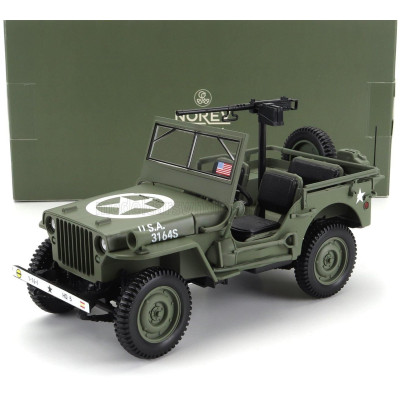 NOREV JEEP WILLYS CABRIOLET OPEN ARMY D-DAY NORMANDY 1944 - MILITARY GREEN 1/18
