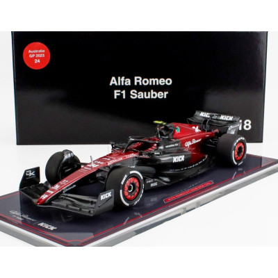 NZG ALFA ROMEO F1  C43 TEAM STAKE N 24 AUSTRALIAN GP 2023 ZHOU GUANYU - CON VETRINA - WITH SHOWCASE - BLACK RED 1/18