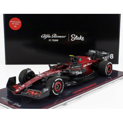 NZG ALFA ROMEO F1  C43 TEAM STAKE N 24 DUTCH NETHERLANDS GP 2023 ZHOU GUANYU - CON VETRINA - WITH SHOWCASE - BLACK RED 1/18
