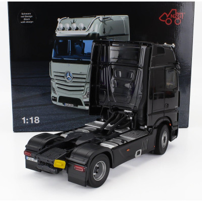 NZG MERCEDES BENZ ACTROS L 1863 GIGASPACE 4x2 TRACTOR TRUCK 2-ASSI 2023 - BLACK 1/18