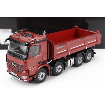 NZG MERCEDES BENZ AROCS 4151 8x4 MEILLER KIPPER CASSONE RIBALTABILE 4-ASSI 2019 - RED MET 1/50