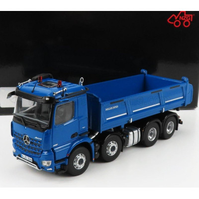 NZG MERCEDES BENZ AROCS 4151 8x4 MEILLER KIPPER CASSONE RIBALTABILE 4-ASSI 2019 - BLUE 1/50