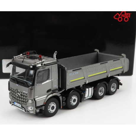 NZG MERCEDES BENZ AROCS 4151 8x4 MEILLER KIPPER CASSONE RIBALTABILE 4-ASSI 2019 - GREY 1/50