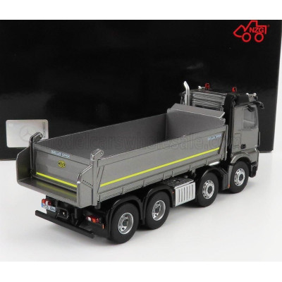 NZG MERCEDES BENZ AROCS 4151 8x4 MEILLER KIPPER CASSONE RIBALTABILE 4-ASSI 2019 - GREY 1/50