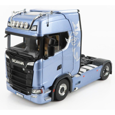 NZG SCANIA S730 V8 TRACTOR TRUCK 2-ASSI 2017 - FICTION BLUE 1/18