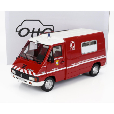 OTTO MOBILE RENAULT MASTER T30D VAN VEHICULE DE SECOURS D'URGENCE AUX ASPHYXIES MARSEILLE MARINE SAPEURS POMPIERS 1980 - RED WHI