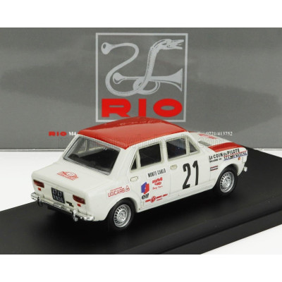 RIO MODELS FIAT 128 (night version) N 21 RALLY MONTECARLO 1970 ALAIN JALLOT - GERARD MARION - WHITE RED 1/43