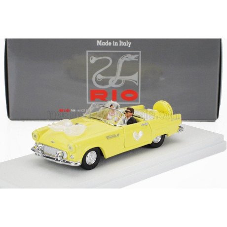 RIO MODELS FORD USA FORD THUNDERBIRD CABRIOLET OPEN 1956 - JUST MARRIED FIGURES - YELLOW 1/43