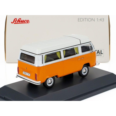 SCHUCO VOLKSWAGEN T2b CAMPER VAN 1962 - ORANGE WHITE 1/43