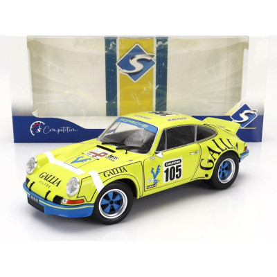 SOLIDO PORSCHE 911 RSR COUPE N 105 RALLY TOUR DE FRANCE 1973 JEAN LOUIS LAFOSSE - JEAN PIERRE ANGOULET - YELLOW BLUE 1/18