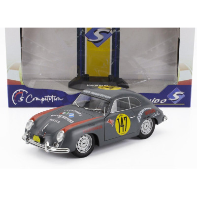 SOLIDO PORSCHE 356 PRE-A COUPE N 147 RACING PANAM 1954 - GREY RED 1/18