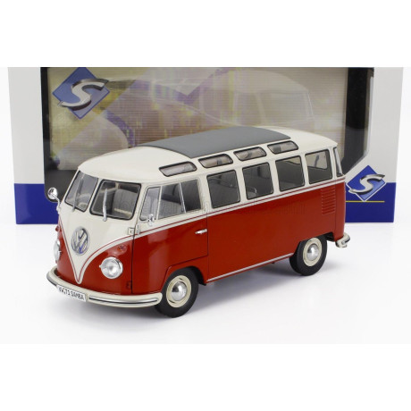 SOLIDO VOLKSWAGEN T1 SAMBA MINIBUS 1962 - RED WHITE 1/18