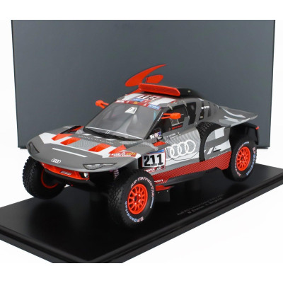 SPARK MODEL AUDI Q E-TRON RS TEAM AUDI SPORT N 211 RALLY DAKAR 2023 MATTIAS EKSTROM - EMIL BERGKVIST - GREY SILVER BLACK 1/18