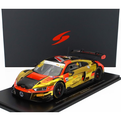 SPARK MODEL AUDI R8 LMS GT3 TEAM AUDI SPORT ASIA ABSOLUTE N 40 2nd FIA GT WORLD CUP MACAU 2023 EDOARDO MORTARA - ORANGE GOLD BLA