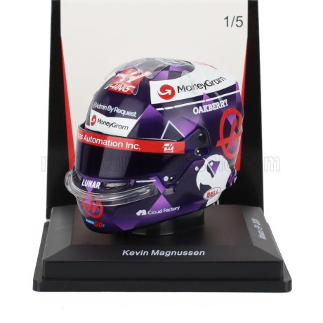 SPARK MODEL BELL HELMET CASCO HELMET F1 KEVIN MAGNUSSEN TEAM HAAS N 20 MONACO GP 2024 - BLUE VIOLET 1/5