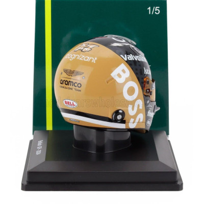 SPARK MODEL BELL HELMET CASCO HELMET F1 FERNANDO ALONSO TEAM ARAMCO COGNIZANT ASTON MARTIN N 14 BRITISH GP 2024 - BLACK GOLD 1/5
