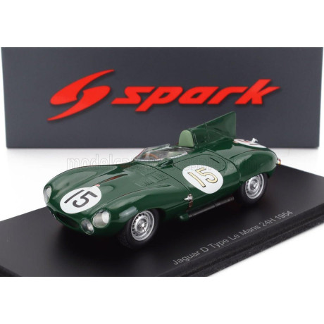SPARK MODEL JAGUAR D-TYPE 3.4L S6 SPIDER TEAM JAGUAR CARS LTD N 15 24h LE MANS 1954 PETER WHITEHEAD - KEN WHARTON - GREEN 1/43
