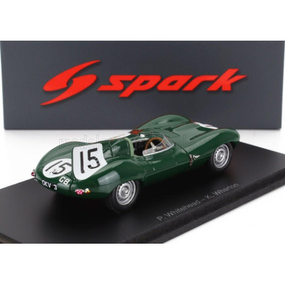 SPARK MODEL JAGUAR D-TYPE 3.4L S6 SPIDER TEAM JAGUAR CARS LTD N 15 24h LE MANS 1954 PETER WHITEHEAD - KEN WHARTON - GREEN 1/43