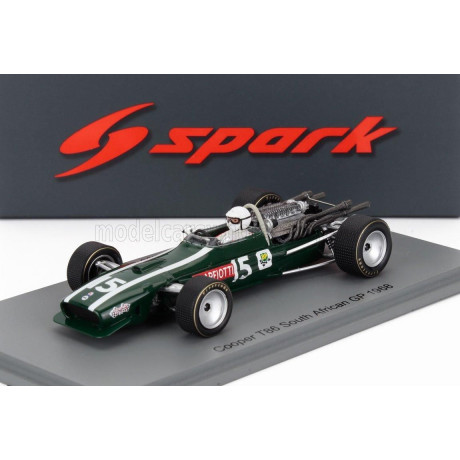 SPARK MODEL COOPER F1  T86 N 15 SOUTH AFRICA GP 1968 LUDOVICO SCARFIOTTI - GREEN WHITE 1/43