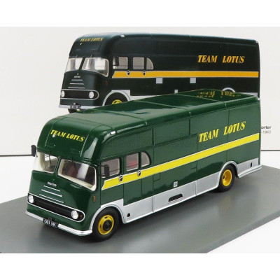 SPARK MODEL BEDFORD TRUCK TEAM LOTUS CAR TRANSPORTER 1961 - GREEN YELLOW SILVER 1/43