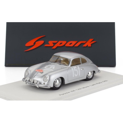 SPARK MODEL PORSCHE 356 COUPE N 151 RALLY MONTECARLO 1955 CARSTEN JOHANSSON - GUNNAR JENSEN - SILVER 1/43
