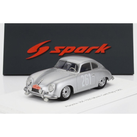 SPARK MODEL PORSCHE 356 COUPE N 261 RALLY MONTECARLO 1955 JEAN VILREON - LEON CARLIN - SILVER 1/43