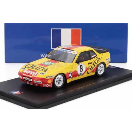 SPARK MODEL PORSCHE 944 TURBO N 8 CUP CHAMPION FRANCE 1988 ANDRE BOURDON - YELLOW RED 1/43