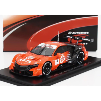 SPARK MODEL HONDA NSX GT TEAM ARTA RACING N 8 GT500 CLASS SUPER GT 2021 TOMOKI NOJIRI - NIREI FUKUZUMI - ORANGE BLACK 1/43
