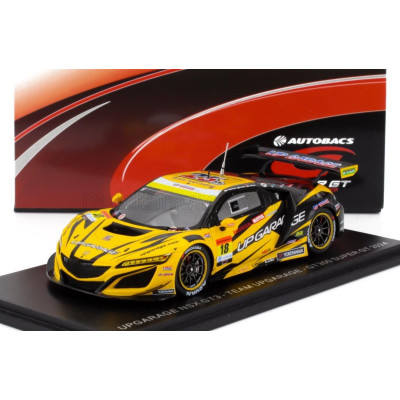 SPARK MODEL HONDA NSX GT3 TEAM UPGARAGE RACING N 18 GT300 CLASS SUPER GT 2024 TAKASHI KOBAYASHI - SYUN KOIDE - YELLOW BLACK 1/43