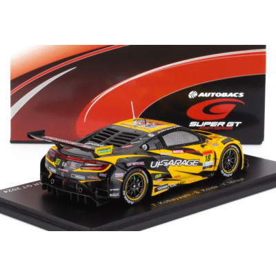 SPARK MODEL HONDA NSX GT3 TEAM UPGARAGE RACING N 18 GT300 CLASS SUPER GT 2024 TAKASHI KOBAYASHI - SYUN KOIDE - YELLOW BLACK 1/43
