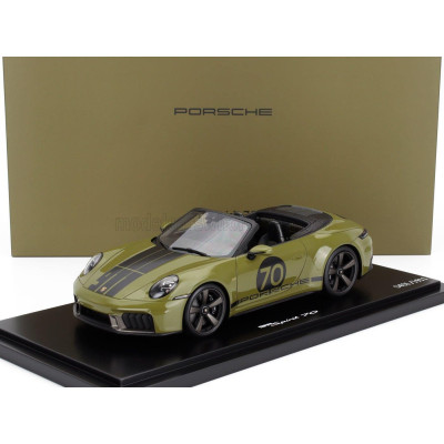 SPARK MODEL PORSCHE 911 992 CABRIOLET OPEN SPIRIT 70 2025 - OLIVE NEO GREEN BLACK 1/18