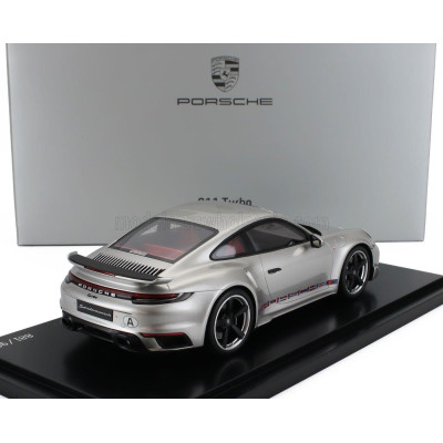 SPARK MODEL PORSCHE 911 992 TURBO COUPE 2023 - FIRST TURBO REMASTERED - CON VETRINA - WITH SHOWCASE - SILVER 1/18