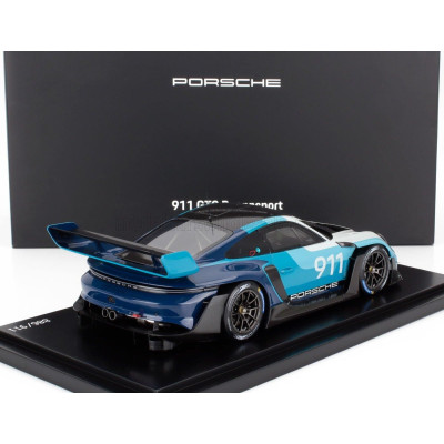 SPARK MODEL PORSCHE 911 992 GT3 R N 911 RACING SPEED ICON DESIGN COUPE 2023 - CON VETRINA - WITH SHOWCASE - 2 TONE BLUE WHITE 1/